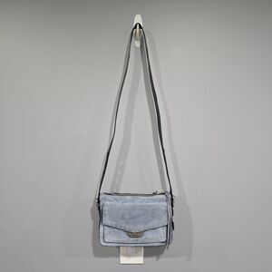 🐢 Rag & Bone Small Field Messenger Bag in Blue Suede With Silver Hardware.